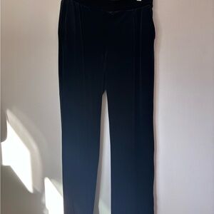LOFT Black Velvet Trousers with Smooth Waistband
